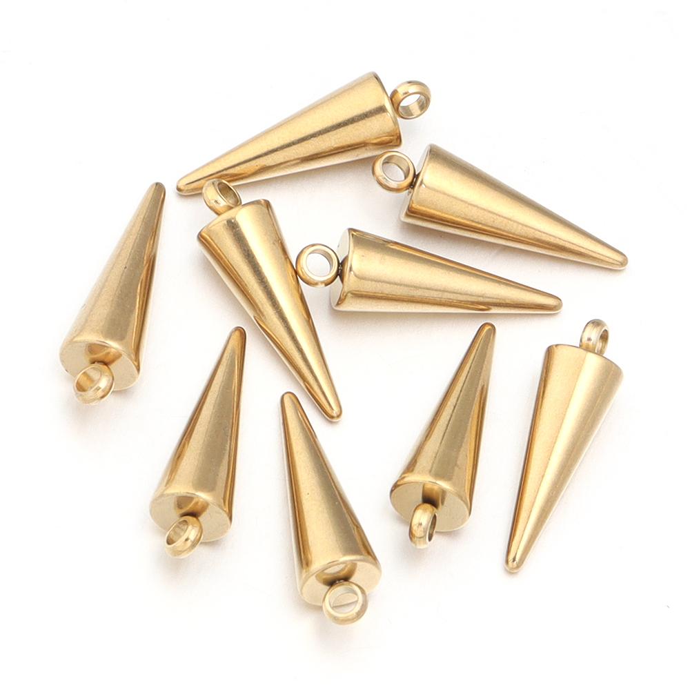 10PCS Stainless Steel Cone Charms Pendants Retro Spike Beads Charms Pendants for Women Man Hoop Earring Jewelry Making Supplies