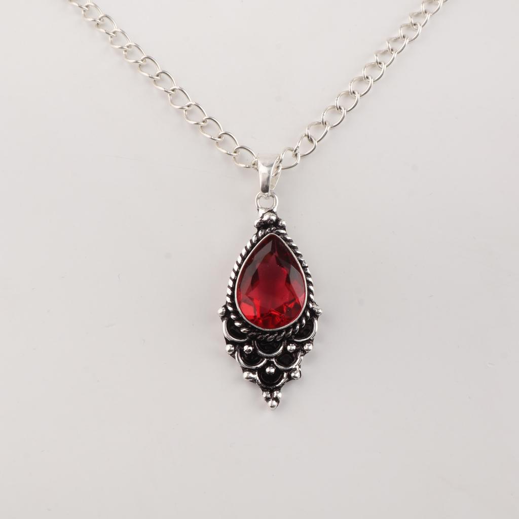 Pink Rubellite Gemstone 925 Solid Silver Handcrafted Women Pendant 1.5" For Birthday Gift PP-70-15