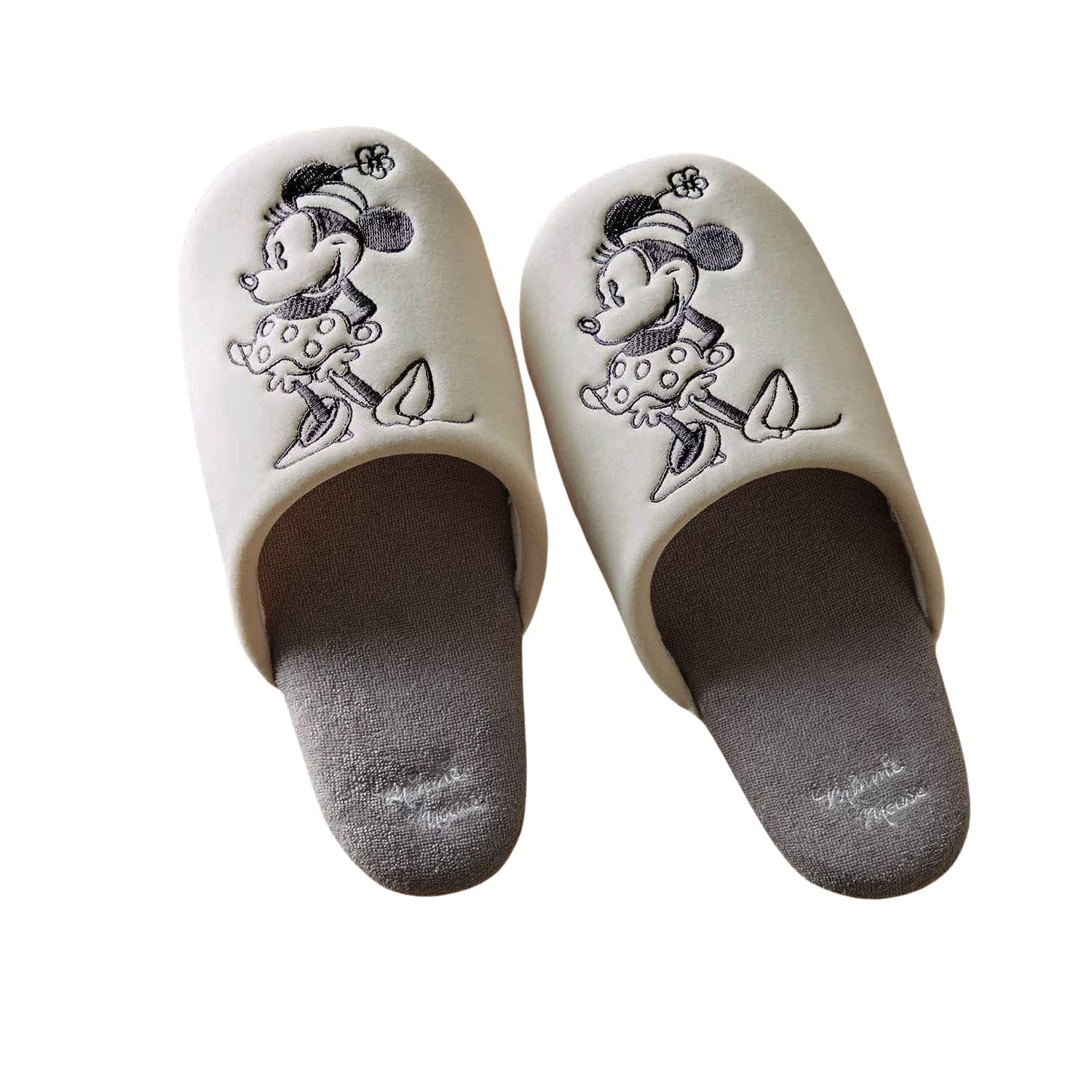 Disney Slippers Washable Sturdy Design Indoor Soft Monochrome Minnie Mouse M
