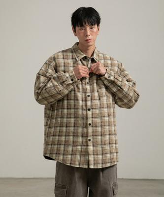 BURNING CAPONE Bc Vintage Check Padded Shirt (Beige)