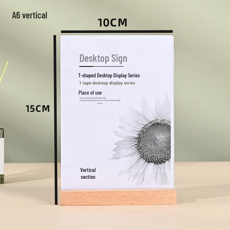 Luxury Solid Wood Label Display Stand for Supermarkets, Tea, Wine, Acrylic Table Signs, and Cards