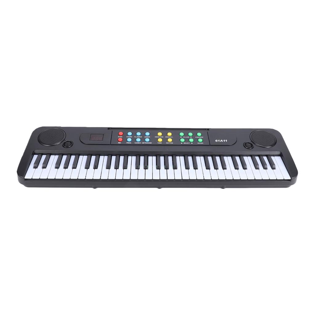 Teclado Eletrônico de 61 Teclas Piano Portátil 200 Timbres 200 Ritmos com Microfone Metrônomo Modo de Ensino para Iniciantes Casa