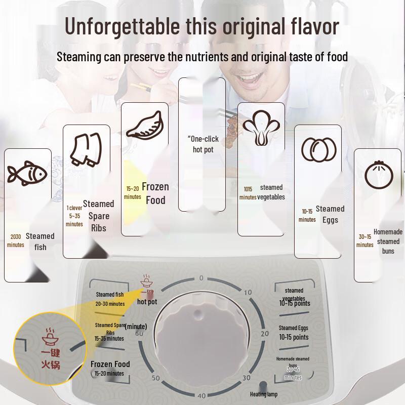 ASD 28cm Multifunctional 304 Stainless Steel Electric Steamer