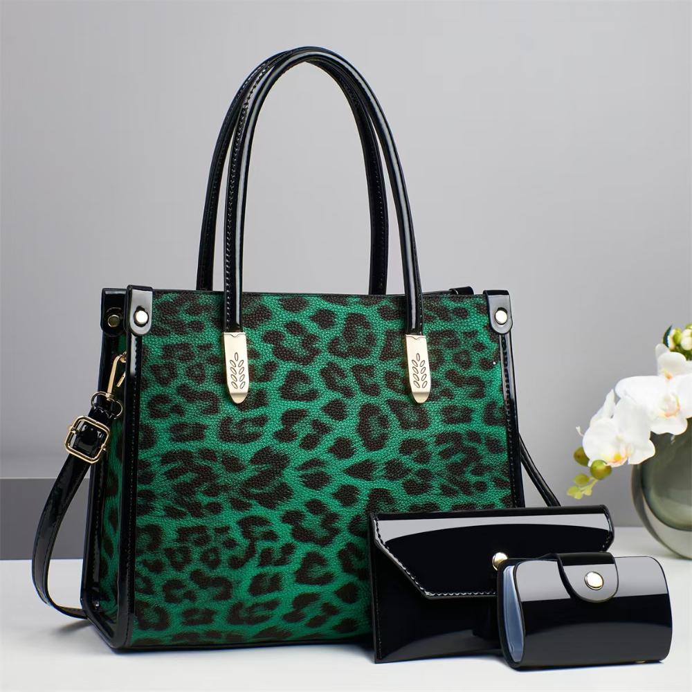 Leopard Texture Print Tote Bag Retro Fashion Women Square Handbag With Strap Crossbody Shoulder Bag Lady Gift Top Handle Bag