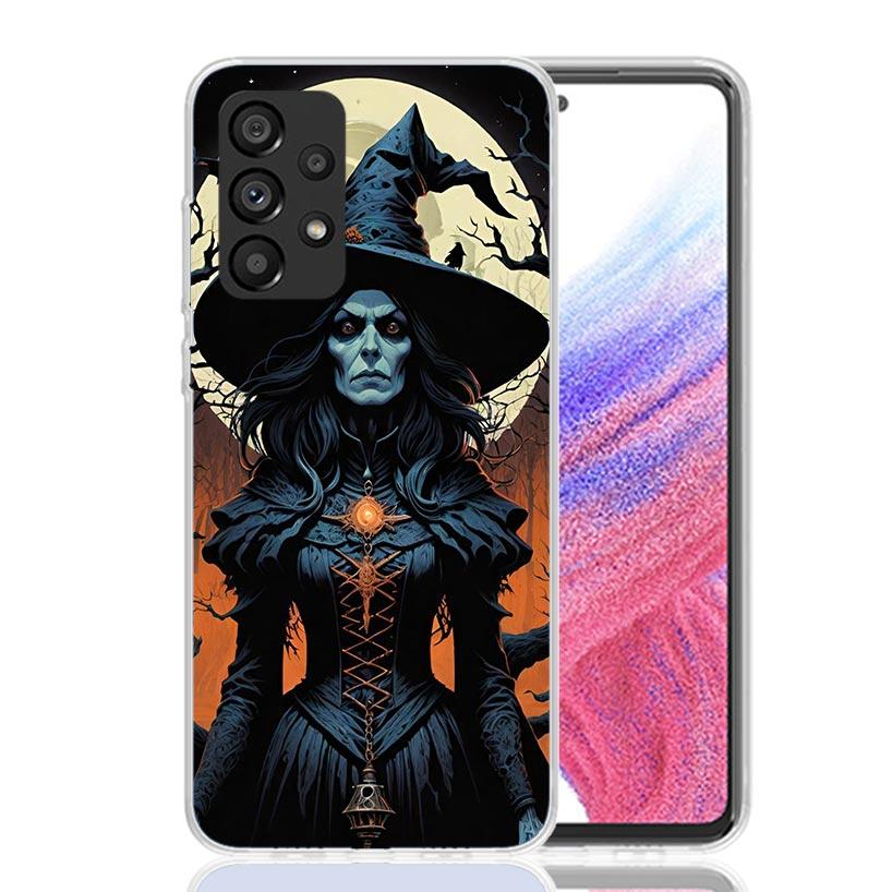 Halloween Moon Witch Horror Phone Case For Samsung Galaxy A17 A16 A14 A15 A13 A57 A56 A54 A55 A53 A37 A36 A34 A35 A33 A26 A24 A2