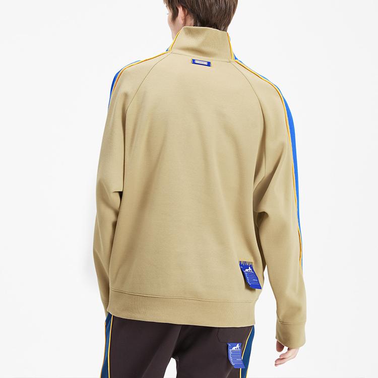 Puma X Ader Error Colorblock Casual Sport Pullover Sweatshirt With Stand Collar Unisex Tops Khaki 595538-49