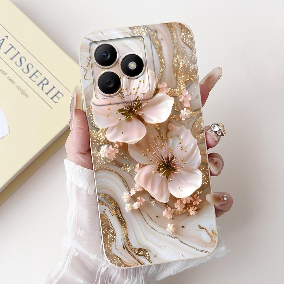 For Realme C61 RMX3939 RMX3930 C63 RMX3939 Case For Realme C63 Cover Luxury Fashion Flower Kawaii Girl Cute Cat Shockproof Shell