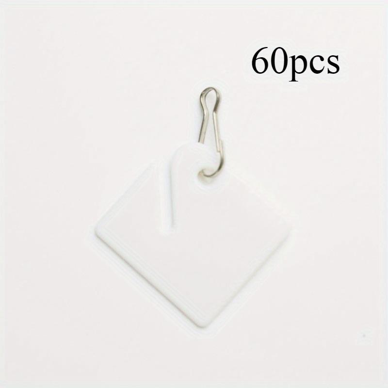 

60 шт. пустых бирок для ключей, 1,5-дюймовые прорезные пластиковые бирки с металлическими карабинами, белые квадратные подвесные бирки для шкафов с ключами, коробок, шкафчиков, прочные матовые 60pcs