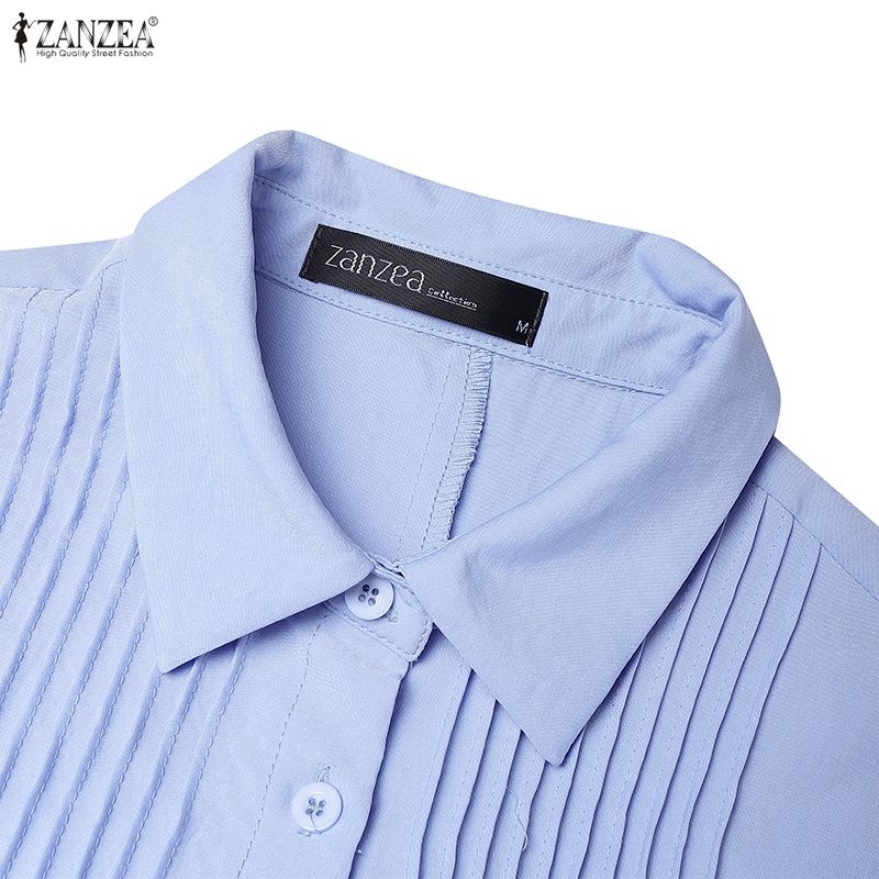 ZANZEA Vestido largo casual para mujer con cuello vuelto y manga corta