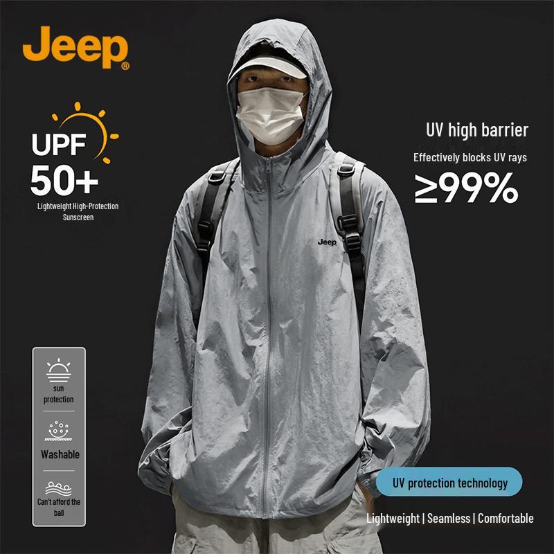 JEEP Men s Lightweight Quick-Dry UV Protection Hooded Jacket L