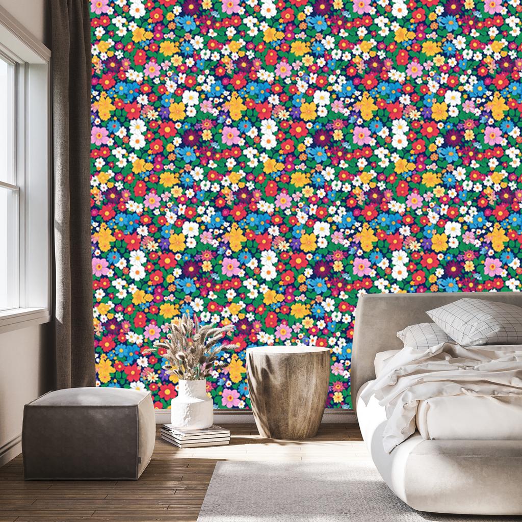 Wallpaper Small Flowers Sea and Blue for Living Room and Bedroom 50x1000
