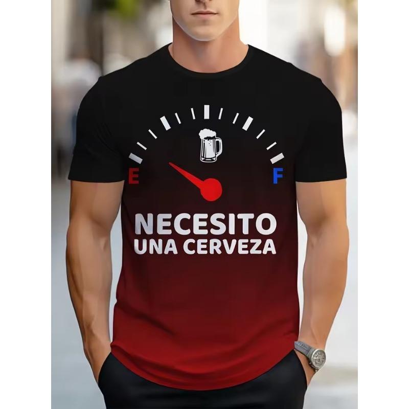 Men's Gradient Color Beer Graphic 3D Print T-Shirt Short Sleeve Crew Neck Tee Vacation Casual Men's Clothing for Summer Outdoor Top
