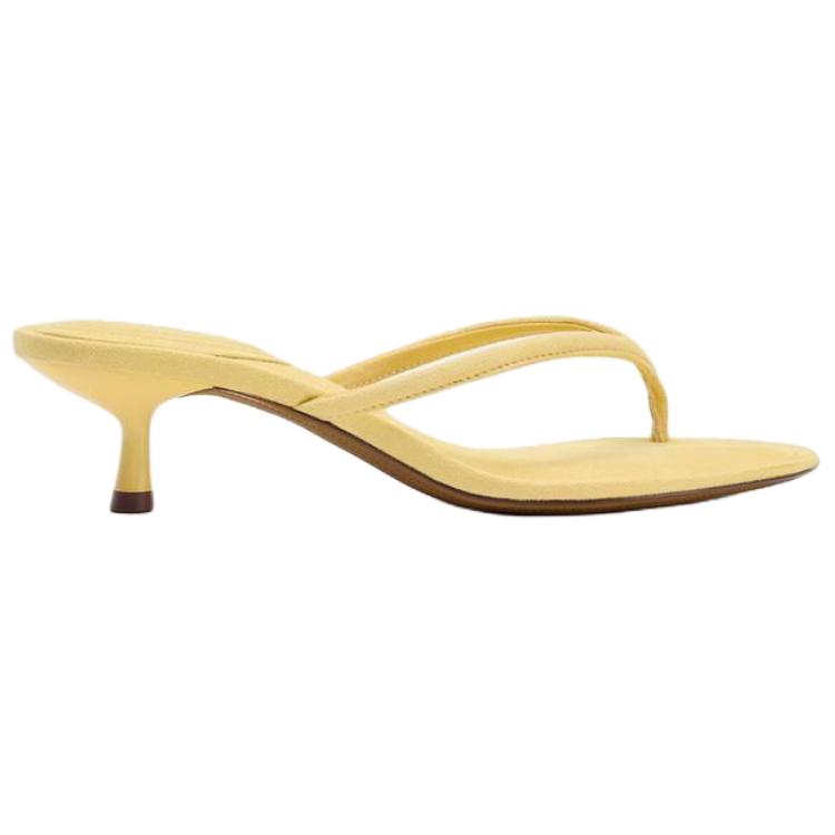 Zara Fashionable Open-Toe Anti-Rubbing Flip-Flops Women Footwear Yellow 2805610300