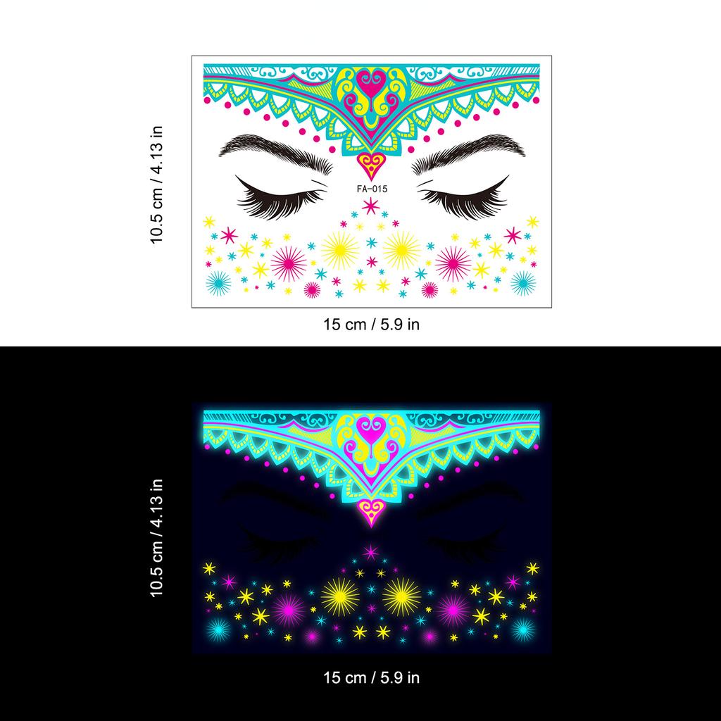 Music Festival Fluorescent Face Waterproof Nightclub Masquerade Neon Glow Tattoo Stickers