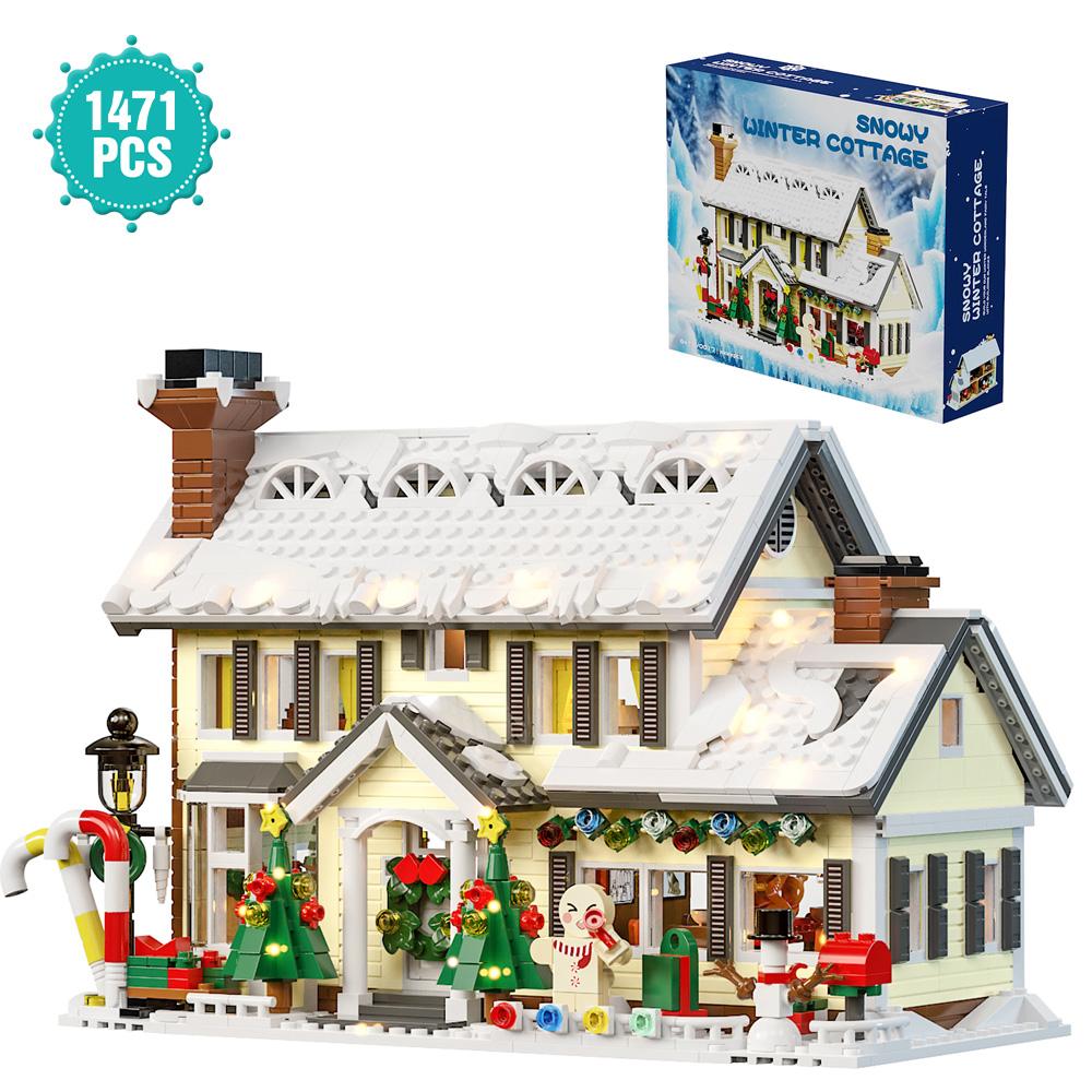 ! Weihnachtsferienhaus Bauklötze Weihnachtshaus Kompatibel mit Legoed Geschenke für Jungen, Mädchen, Familie und Freunde