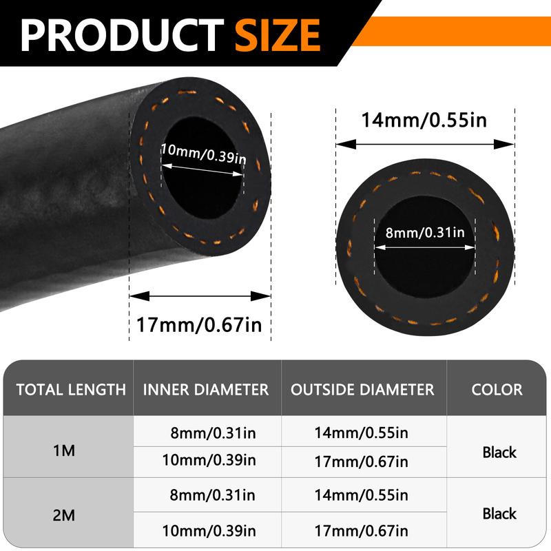 3/8 Fuel Line Hose NBR Rubber 10FT 200PSI J30R7 for Fuel Systems Engines Tube Hose