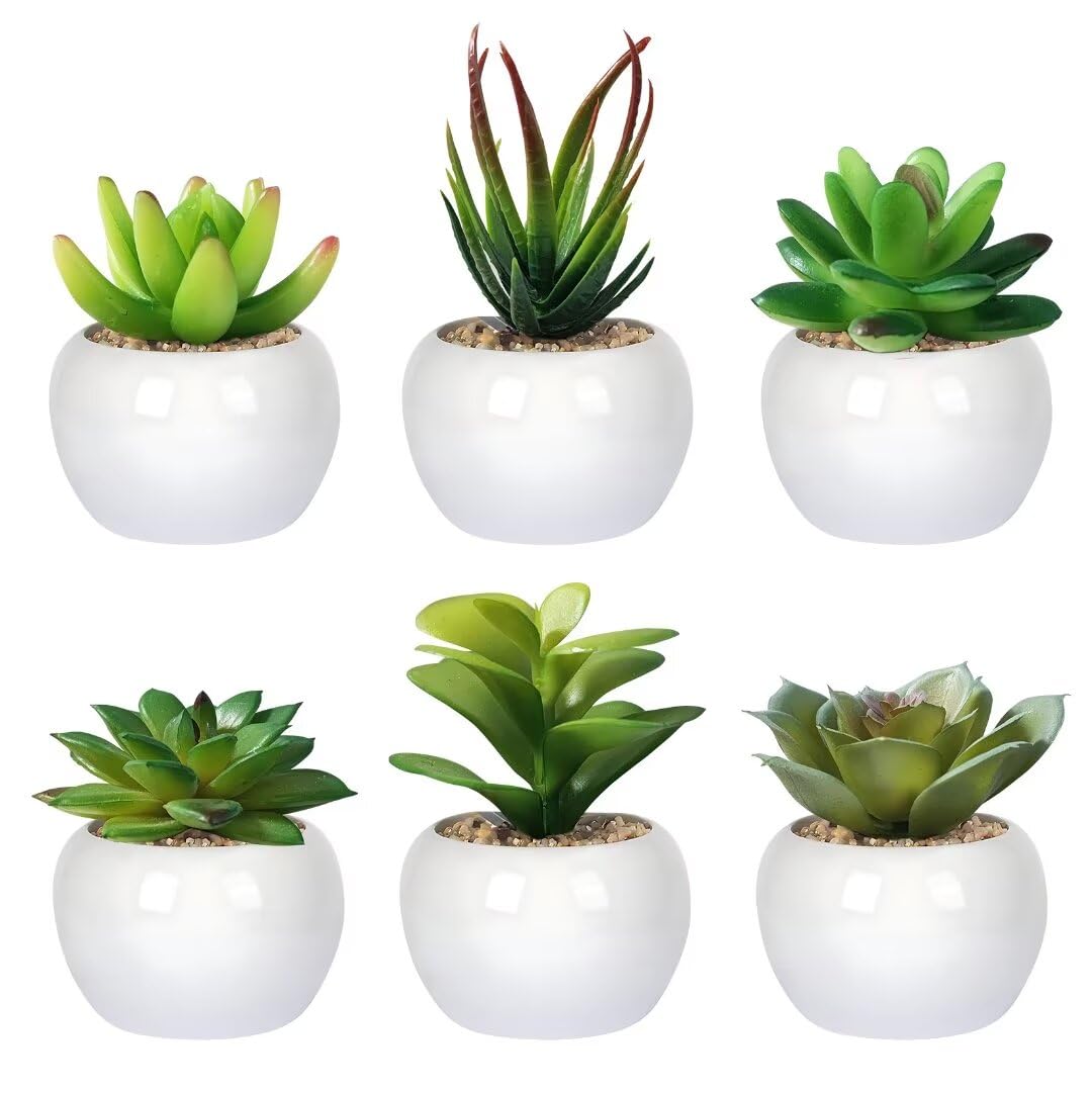 

Faux Greenery, Houseplants, Artificial Succulents, Artificial Flowers, Photocatalytic, Mini Potted Plants, 6 Pieces, Interior Decor, Mini Bonsai,