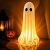Spooky Tabletop Ornament Light Up Ghost Halloween Lamp, 3D Printed LED Figurine, Creative Window Display Glowing Decoration for Mantel, Shelf, Tiered