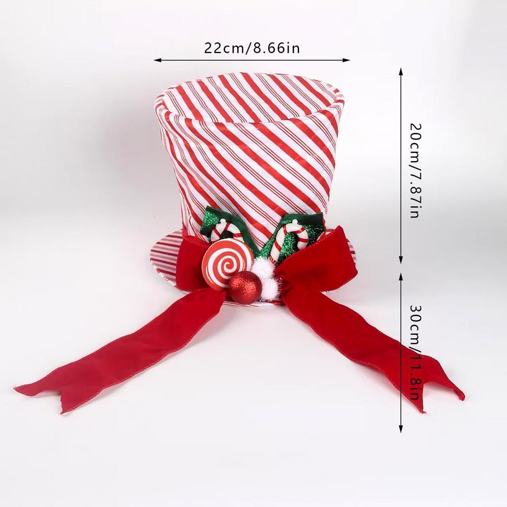 Christmas Tree Topper Hat with Star, Bow, Bell, and Retractable Spring