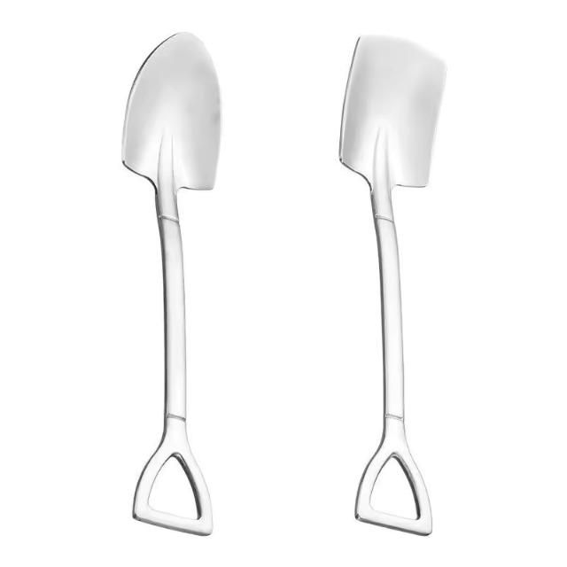 2Pcs/Set Stainless Steel Shovel Spoon Retro Cute Teaspoon Coffee Ice Cream Dessert Watermelon Spoon Kitchen Tableware Gadget