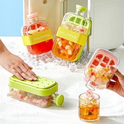 2in1 Silicone Ice Cube Mold With Straw Water Cup Kettle Ice Cube Tray Pressing Mould Ice Drink Bottle Freezer Creative Outdoor Beverage Cup
