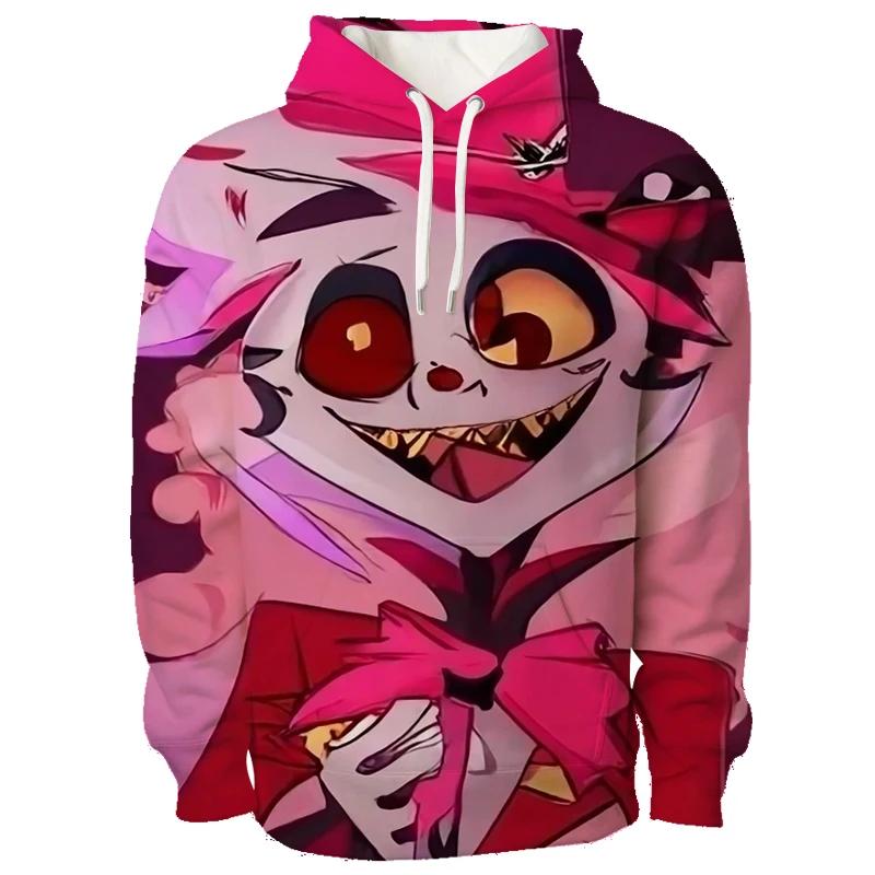 Najnovšia Anime Hazbin Grafická Mikina s Kapucňou Pánska 3D Plnofarebná Potlač Mikiny s Kapucňou Trend Streetwear Hotel Kreslený Pulóver Vrchné Oblečenie