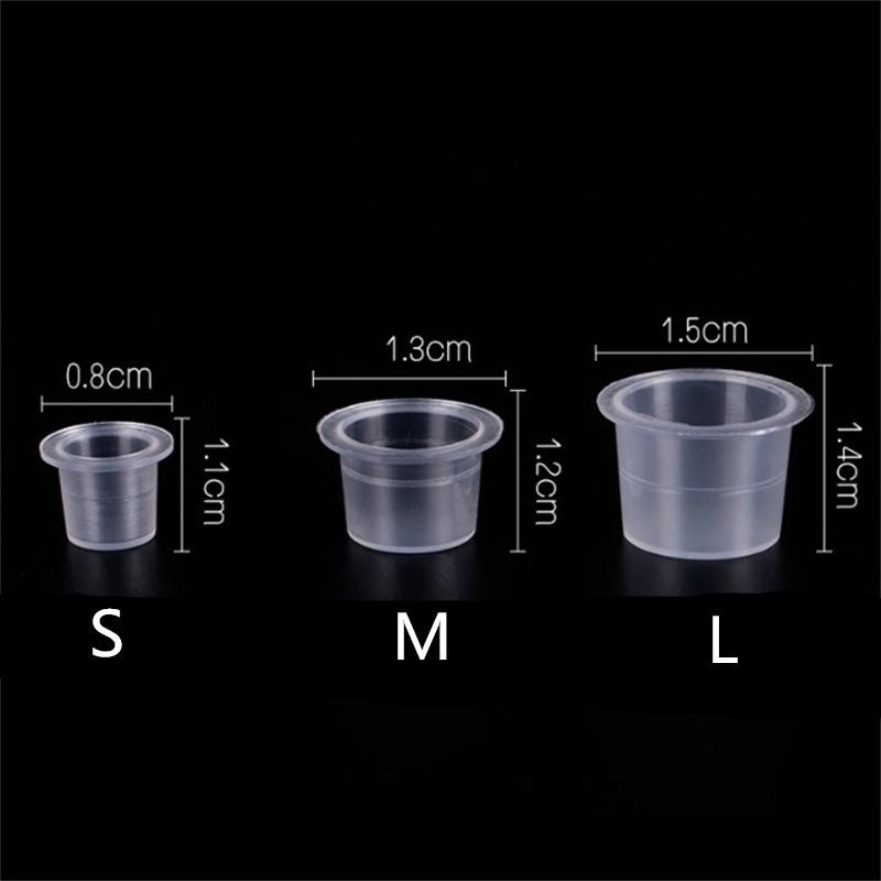 100pc S/M/L Plastic Disposable Microblading Tattoo Ink Cups Permanent Makeup Pigment Clear Holder Container Cap Tattoo Accessory
