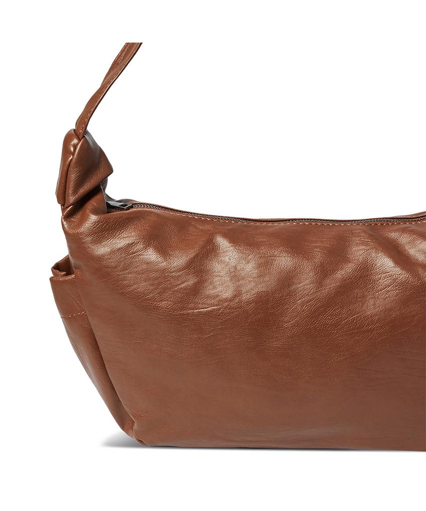 The Green Lab Faux Leather Hobo Crossbody Bag [Brown]