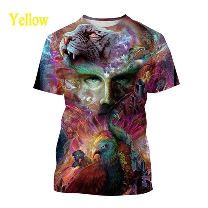 Colorful Animal Avatar 3D Printed Adult Casual Short Sleeved T-shirt