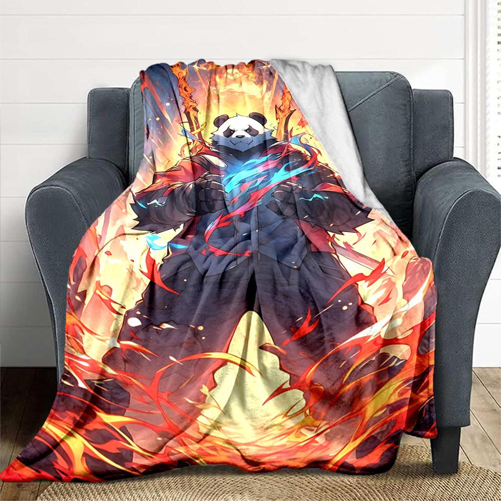 

1pc Panda Warrior Blanket Lightweight Flannel Blanket Throw Blanket For Sofa, Bed, Travel, Camping, Livingroom, Couch, Chair, And Bed yy2509026135 100x150cm