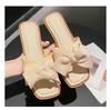 2024 Women's Slippers Luxury Design Interior Fashion Casual Sandals Comfortable Bow Flat Flat Women's Slippers