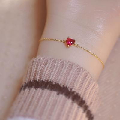S925 Sterling Zilver Robijn Eenvoudig Temperament Dubbele Armband