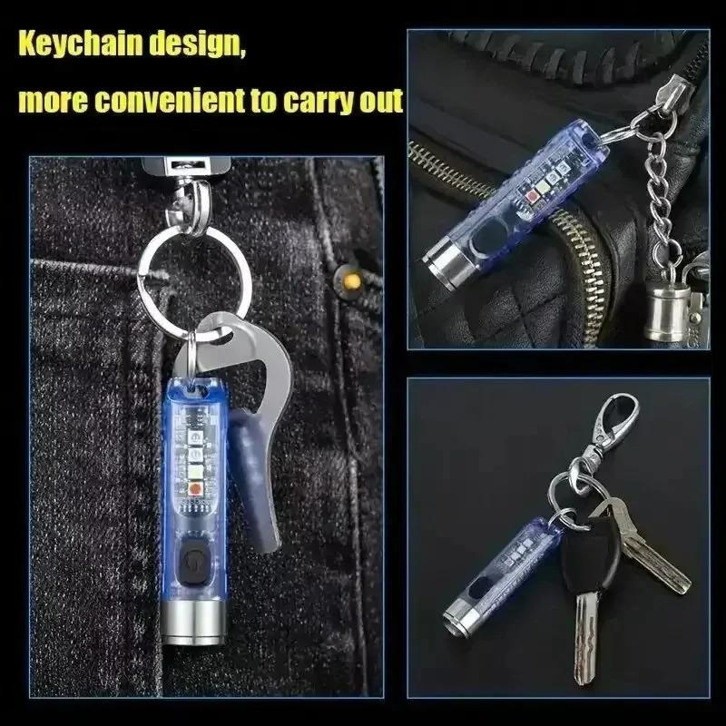 Rechargeable Mini Flashlight 10 Mode Portable Keychain Light Magnetic Torch USB Rechargeable Uv Lamp Emergency Camping Lantern