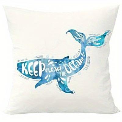 Home Decor Ocean-Inspired Whale & Octopus Throw Pillows Pattern Cushion Cover Suitable For Sofa Bedroom Car Pillow Cover