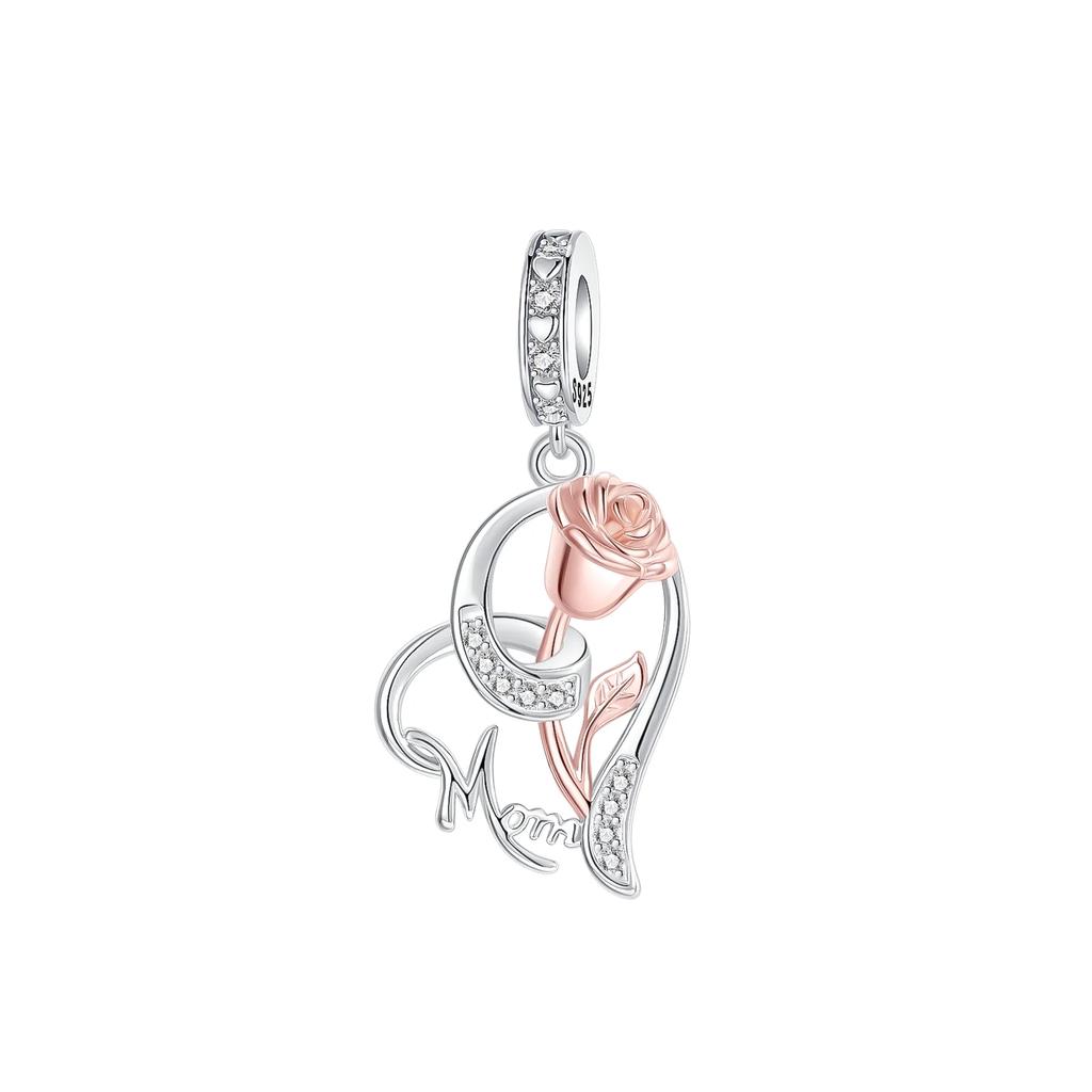 Originale Kupfer Familienanhänger Mama Blume Herz Perlen Für Halskette DIY Armband Geschenk Schmuck Muttertag