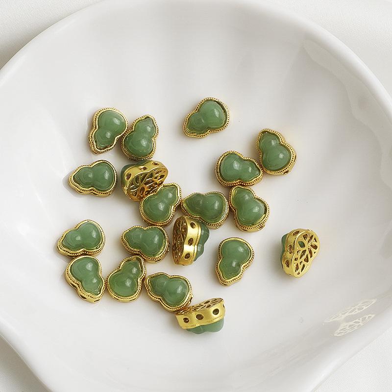 Gold-Plated Jade Gourd Beads Bracelet for DIY Jewelry and Necklace Making
