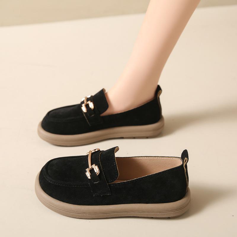 Pantofi mici din piele mată retro cu talpă plată pentru femei 2024 primăvară noi pantofi leneși tip beanie cu un singur pedal pantofi unici cu talpă plată pentru femei însărcinate