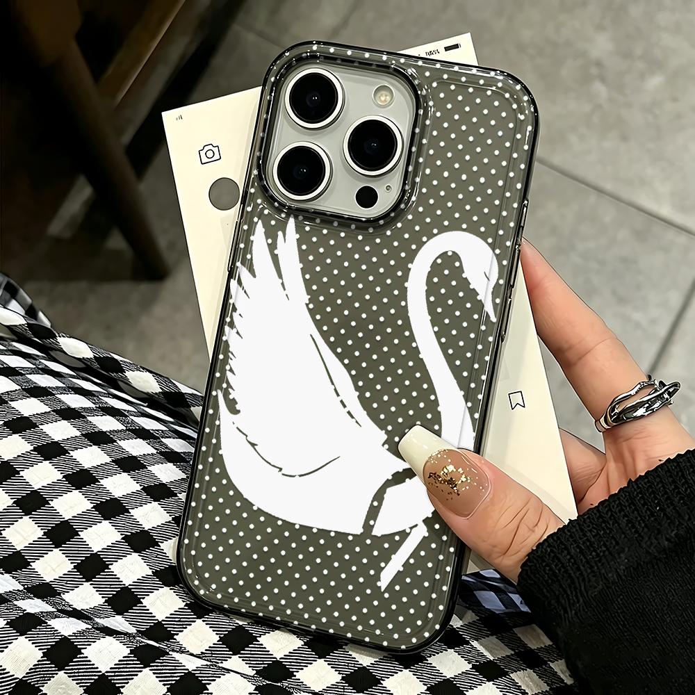 Phone Case For Iphone 12 Pro Max 16 17 Air 15 14 13 Pro 12 11 14 Plus Vintage Silhouette Swan Shockproof Silicone Funda Cover