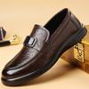Casual Leather Shoes Men's 2025 New Trend Fashion Dress Business Leather Shoes British Style Soft Sole One Pedal Men's Shoes