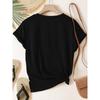 European Size Women's Casual Short Sleeve T-Shirt with Moon Rising Over Water Graphic Print - Soft Stretch Round Neck Top for Spring Summer Fall