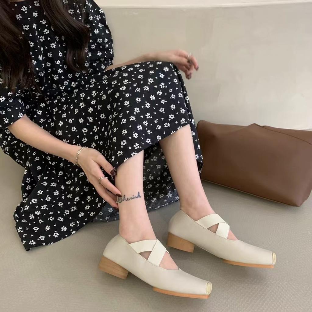 Women's Shoes French Style VintageNewMidStyle PumpsSkirt-Matching Block HeelMary Jane ShoesBalletShoes SummerStyle Soft SoleZi