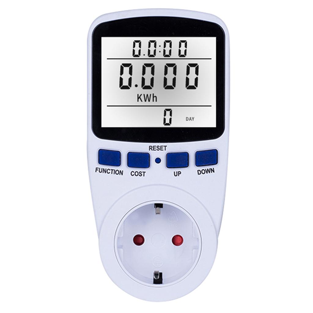 LCD Display Electricity Usage Power Meter Socket Energy Watt Volt Amps Wattage KWH Consumption Analyzer Monitor Outlet--with Backlight AC230V.250V