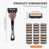 1 handle + 24 blades – disposable razors for men, manual straight razor set for men, 5-layer safety razor blades, refillable metal blades
