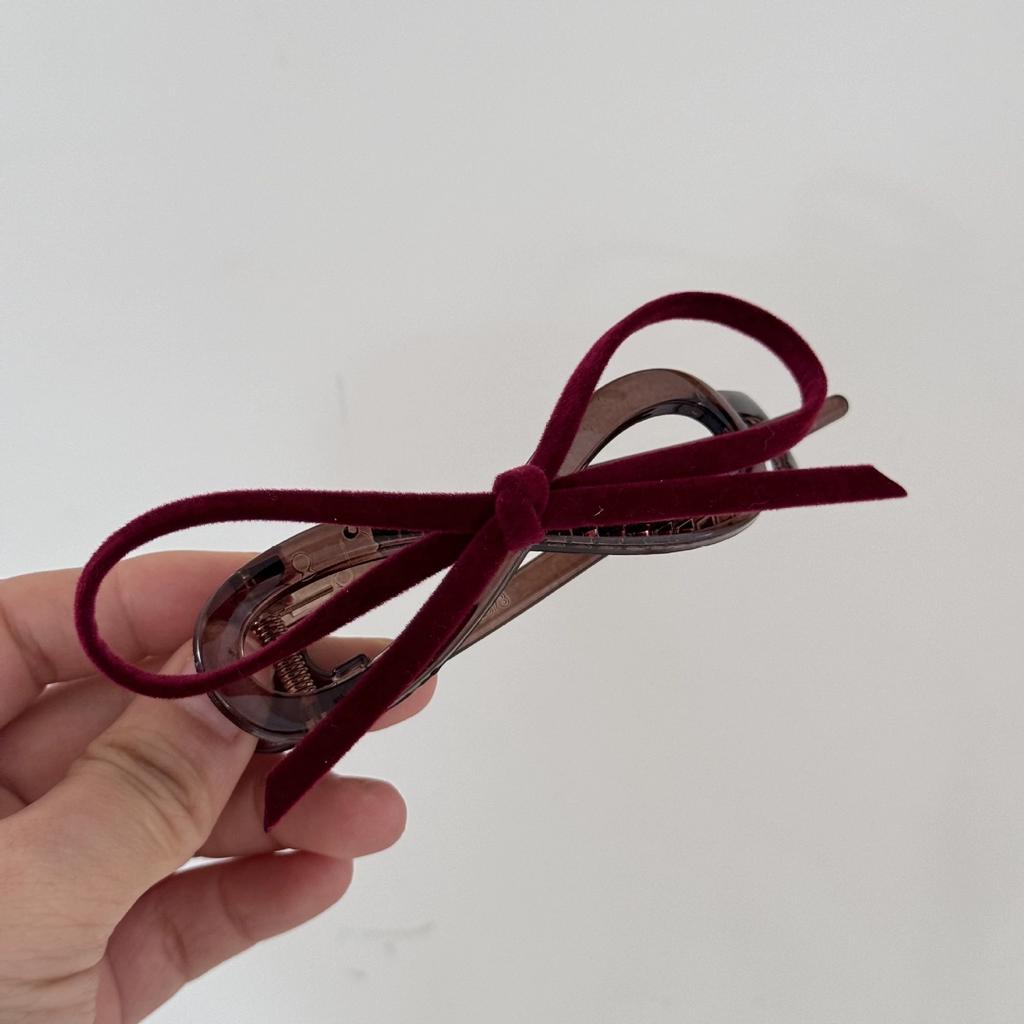 Velvet Bow Hair Clips Twist Clamp for Women Hair Claw Back Head Updo French Elegant Hairpin Hair Accessories Female Headwear