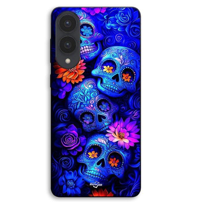 Coque Pour Samsung Galaxy S25 Edge Têtes de mort bleu coloré Maniacase