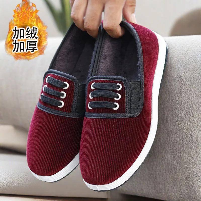 2024 Winter New Couple Cloth Shoes Fashion Cashmere Ultra-light Wear-resistant Elastic Mouth Cloth Shoes