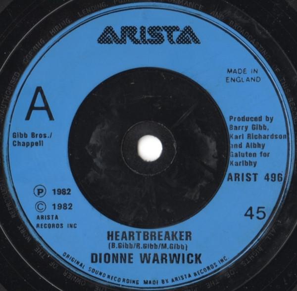 

7inch Record DIONNE WARWICK - Heartbreaker ARIST496 Arista 1982 UK Soul/Funk Used