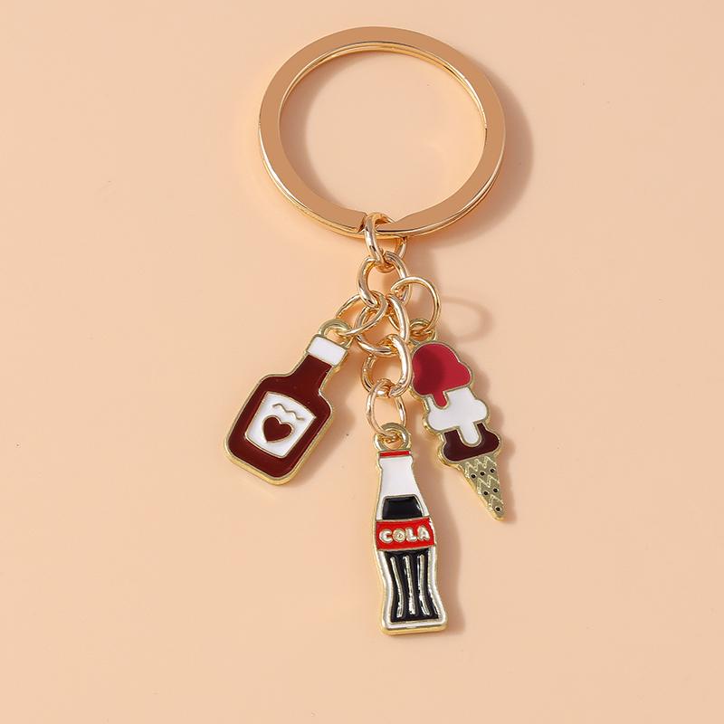 Cute Enamel Simulation Fruit Keychain Grape Watermelon Key Rings for Women Girls Handbag Pendants DIY Jewelry Gifts