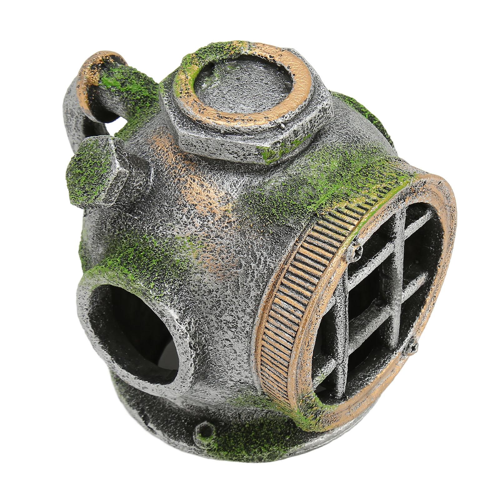 

Aquarium Helmet Ornament Simulation Toxic Free Hideout House Resin Fish Tank Decoration for Freshwater Saltwater