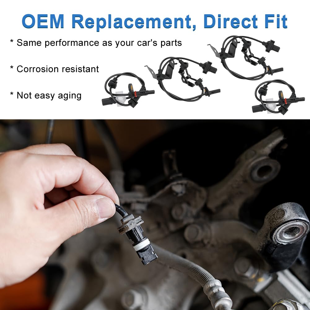 4 Pcs ABS Wheel Speed Sensors Compatible with Honda Accord 2.4L L4 3.5L V6 2008 2009 2010 2011 2012, Front and Rear abs Sensors, Replacement for